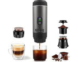 Draagbare Koffiemaker - Mini Espresso Machine - Koffie Maken Onderweg - 3-in-1 Systeem - 7500 mAh Batterij - Grijs
