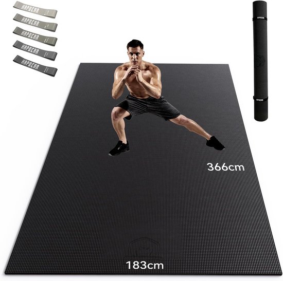 XXL Sportmat - Fitness mat - Thuis sporten - Dubbelzijdig antislip - 213x152 cm - Grijs — afbeelding 2