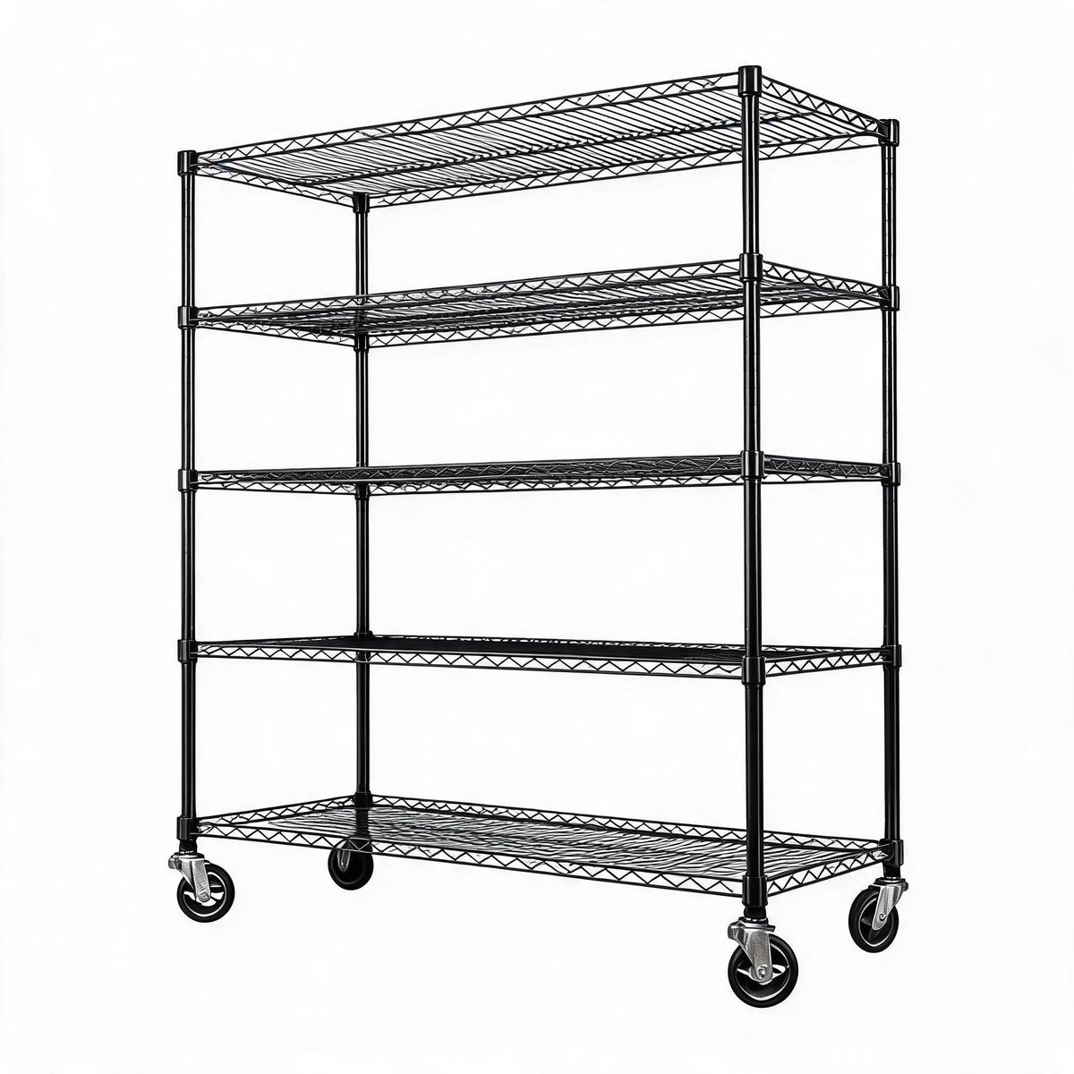 Mobiele 5-Laags Opbergstelling - Metalen Rek voor Garage en Keuken - Vergrendelbare Wielen - Hoog Draagvermogen - Eenvoudige Opbouw