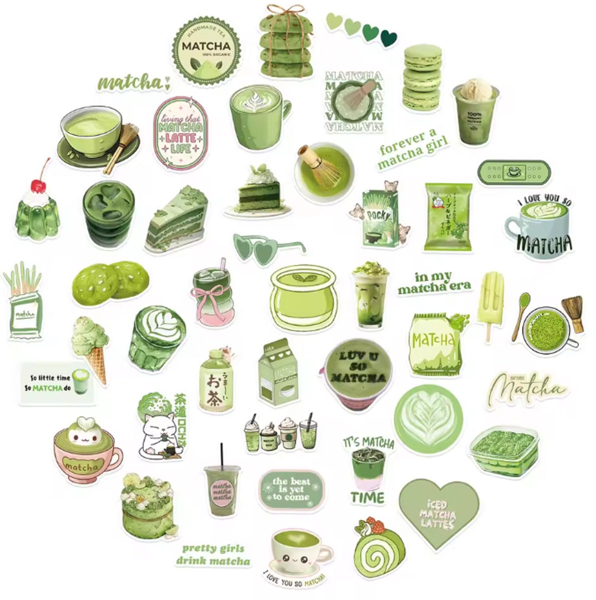 New Age Devi - Matcha Sticker Set - Perfect voor Waterfles, Laptop en Scrapbook!