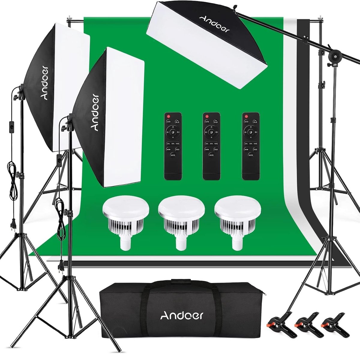 Professionele Fotostudio Verlichting Set met Achtergrond Systeem, Softbox, Lampen en Statief voor Perfecte Opnames