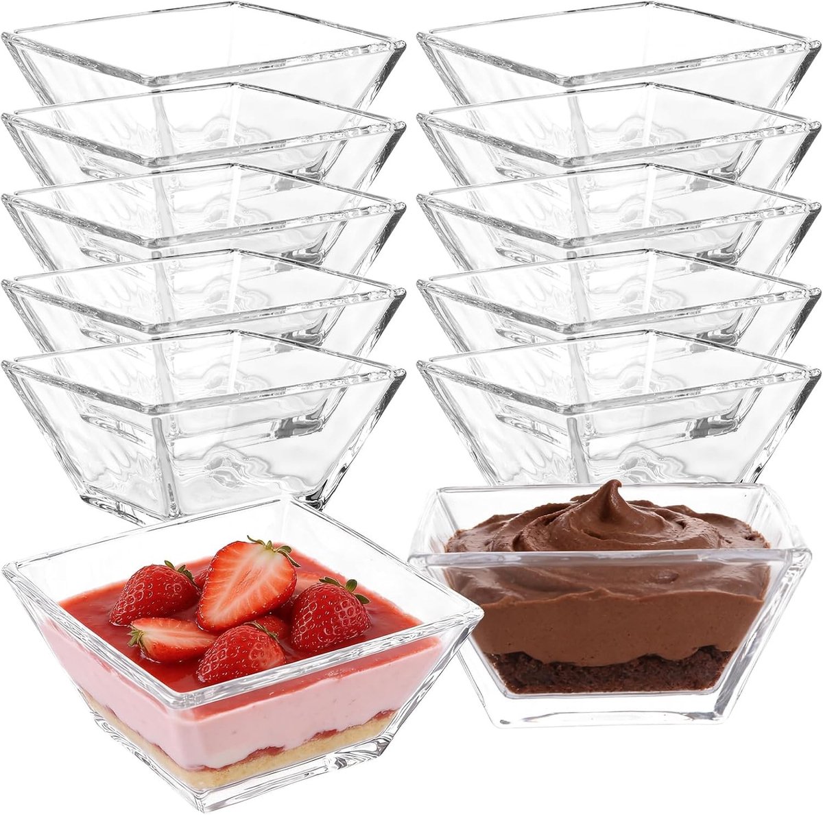 Transparante Dessertkommen Set van 12, 230 ml, Loodvrij Glas voor Desserts en Salades, Ideaal voor Feestjes en Diner
