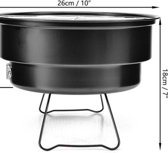 25cm Draagbare Ronde Barbecue BBQ Houtskool Grill met Handvat voor Buiten - Thuis Keuken BBQ - Picknick - Kamperen — afbeelding 4