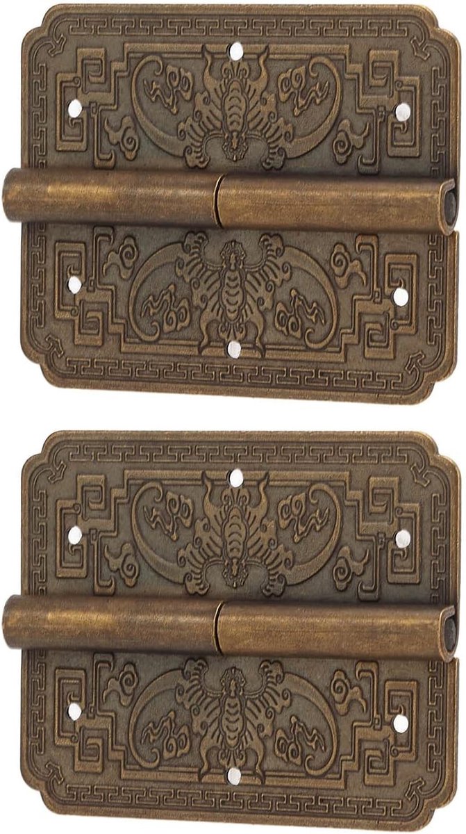 Decoratieve Antieke Koperen Scharnieren voor Meubels, Vintage Messing Deuren en Kasten, Perfect voor Houten Dozen en Meubelontwerpen