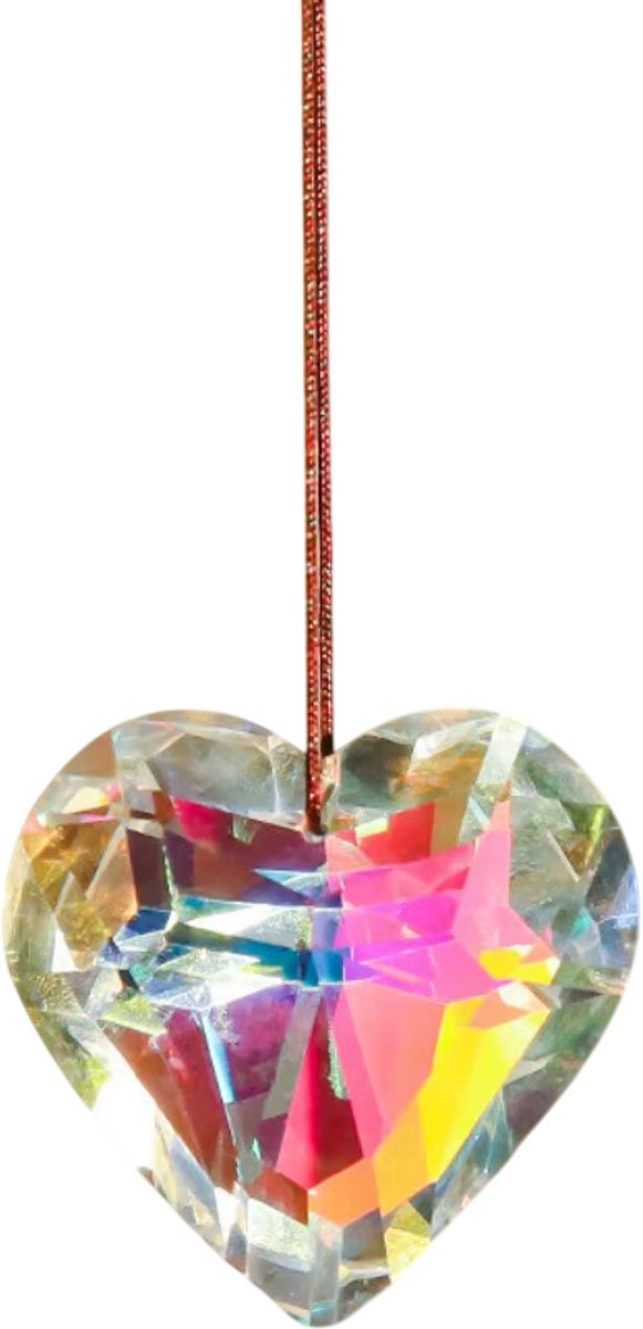 45 mm Hartvormig Kristallen Prisma Hanger – Zonnevanger, Regenboogmaker, Kristallen Windgong, Raamhanger, Suncatcher, Glas Prisma voor Knutselen & Woondecoratie - veelkleurig