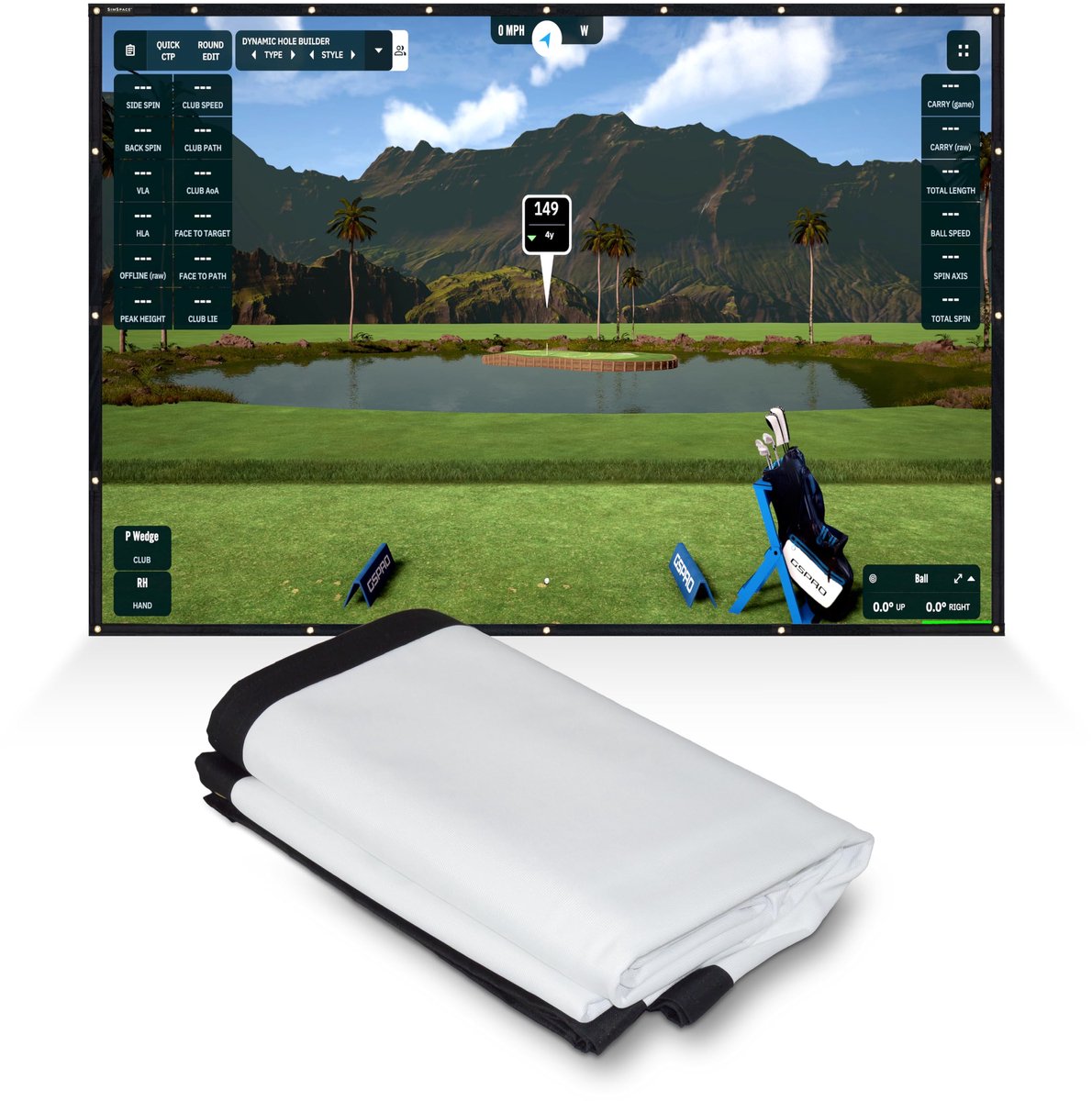 SnelShoppen - Dubbelzijdig Projectorscherm voor Golfsimulator Thuis - HD 4K Projectiescherm - Hoge Slagduurzaamheid - Omkeerbaar Golfslagscherm 3,6 x