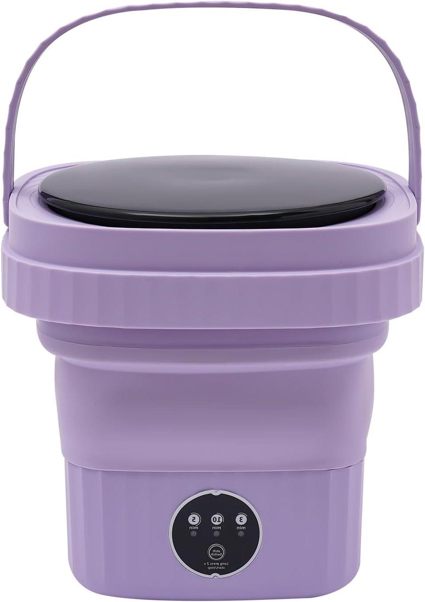 Mini wasmachine Opvouwbare wasbak Kleine kleding wassen Bacterieverwijdering tot 99.9% 6 Liter capaciteit Lila