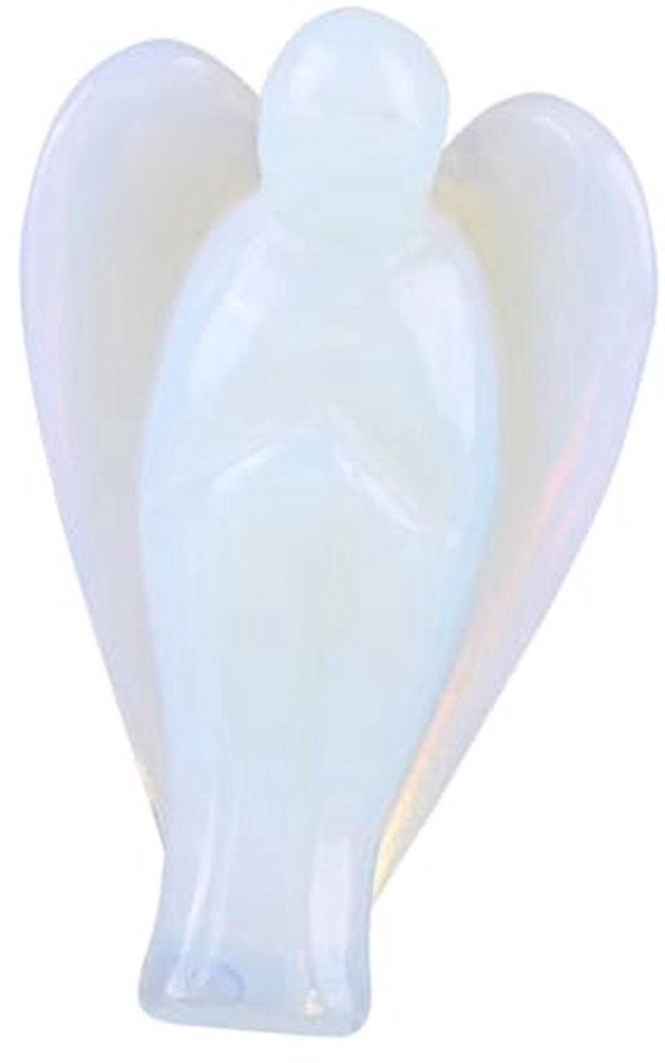 Beschermengel Geluksbrenger - Engel Figurine - Opaalglas Beeldje - Interieur Decoratie - 3,8 x 2,5 x 1,5 cm - Hoogwaardig Materiaal - Engelbeeld