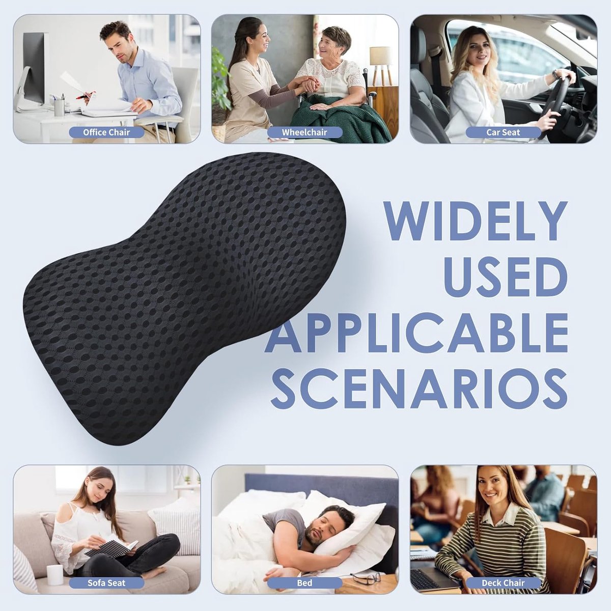 Ergonomische Rugsteun - Ergonomische Rugsteun Bureau Stoel - Rugsteun Autostoel - Lendenkussen - Ruggensteun - Lendensteun - Ademende Lendensteun Van Mesh - Rugpijn - Voor Autostoel, Bureaustoel, Relaxfauteuil En Bed - Zwart