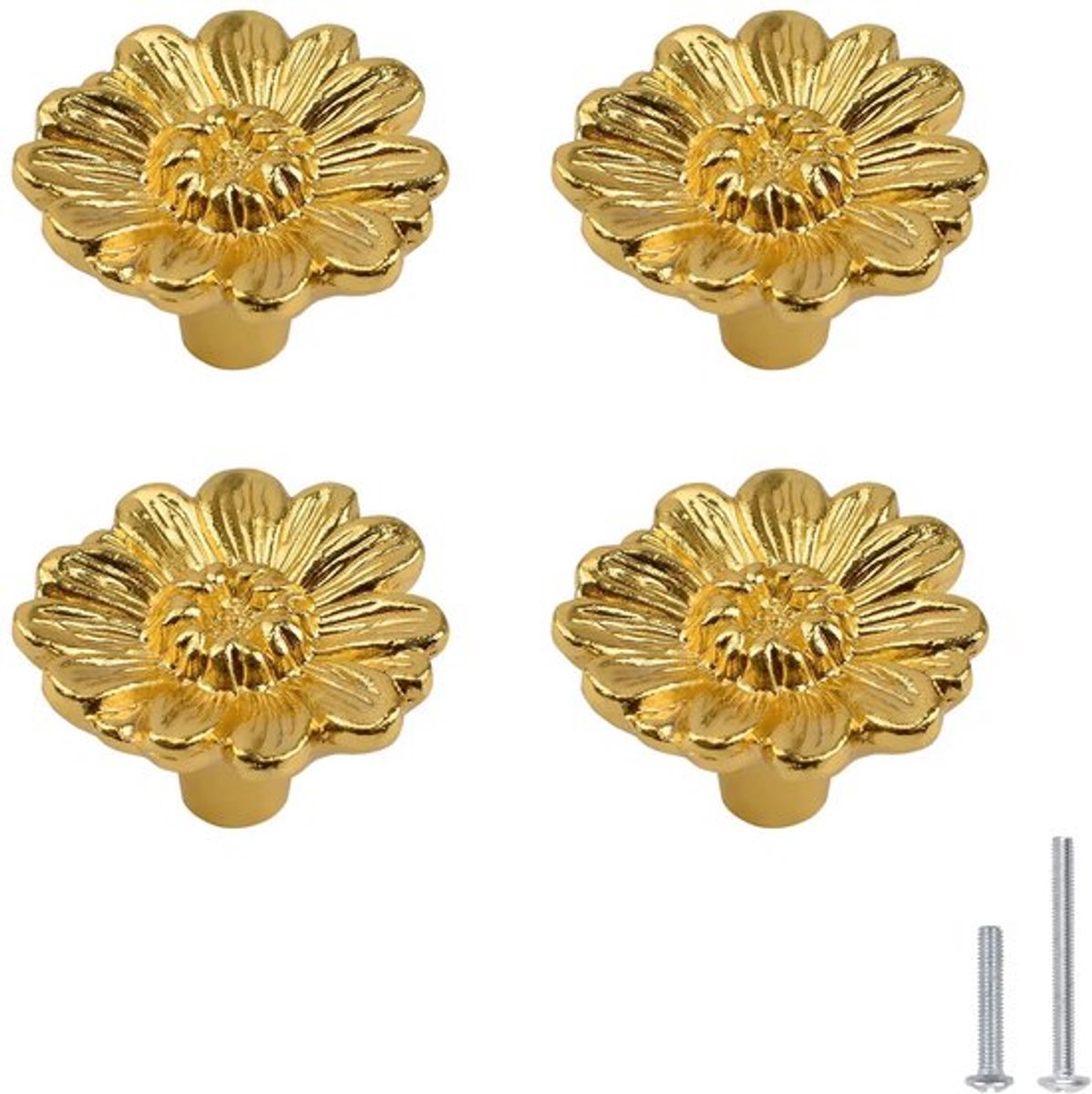 Kastknoppen Gouden Bloemvorm - Retro Deurknoppen - Meubelknoppen - Dressoir/Kast Handvatte