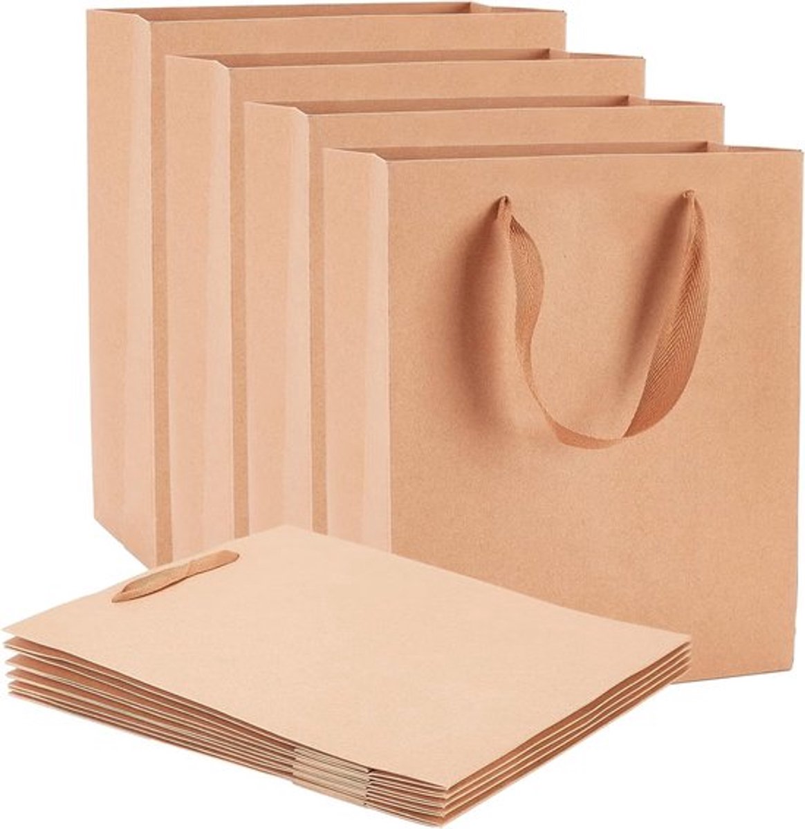 10 Stuks Witte Papieren Tas met Handvat 33 x 28 x 10 cm voor Verjaardagscadeaus en Feestjes