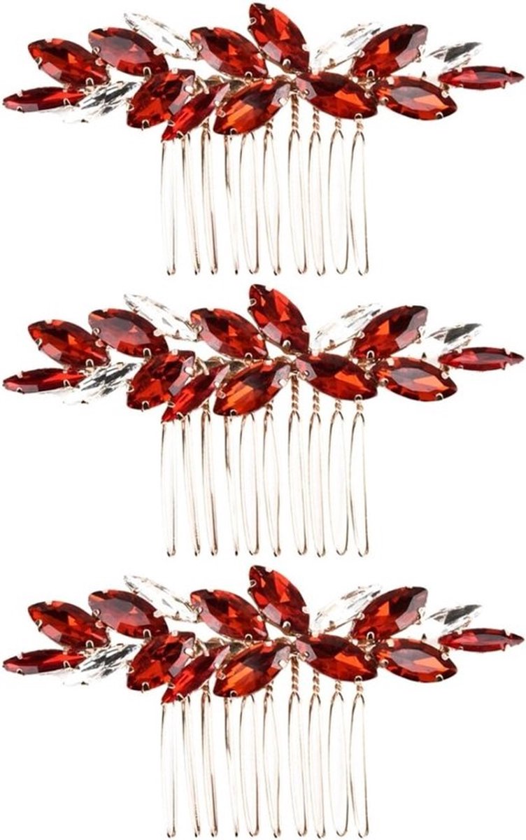 3-delige haaraccessoire set met kammen, edelsteen tiara en kristallen haarcombs voor bruiden en feesten