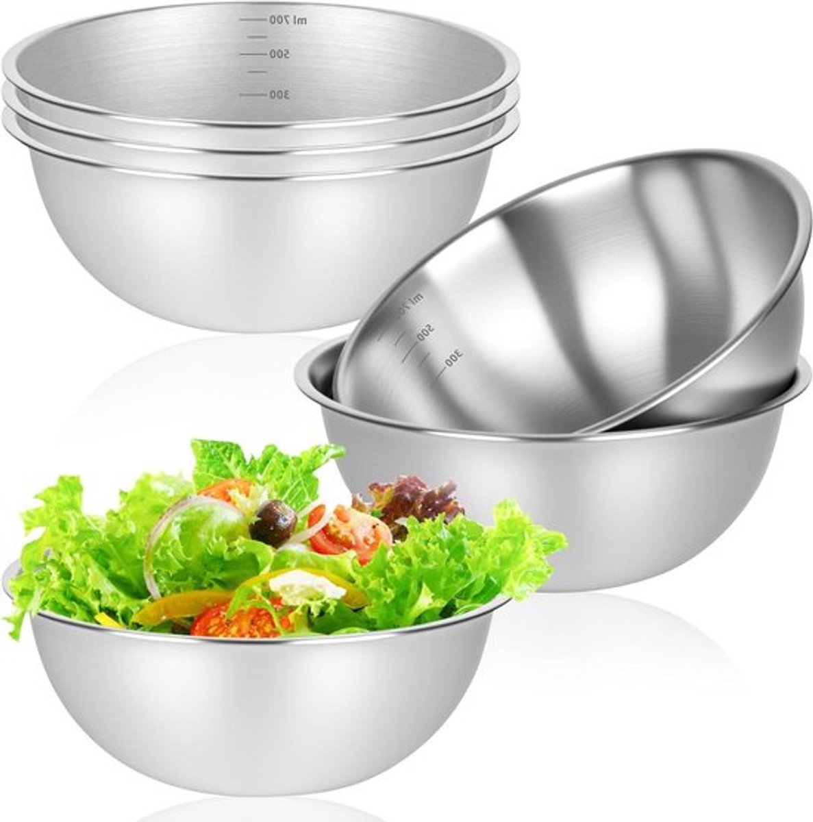 Roestvrijstalen kom set - Ø 17 cm - Vaatwasmachinebestendig - Stapelbaar - Serveerkom voor koken en snacks