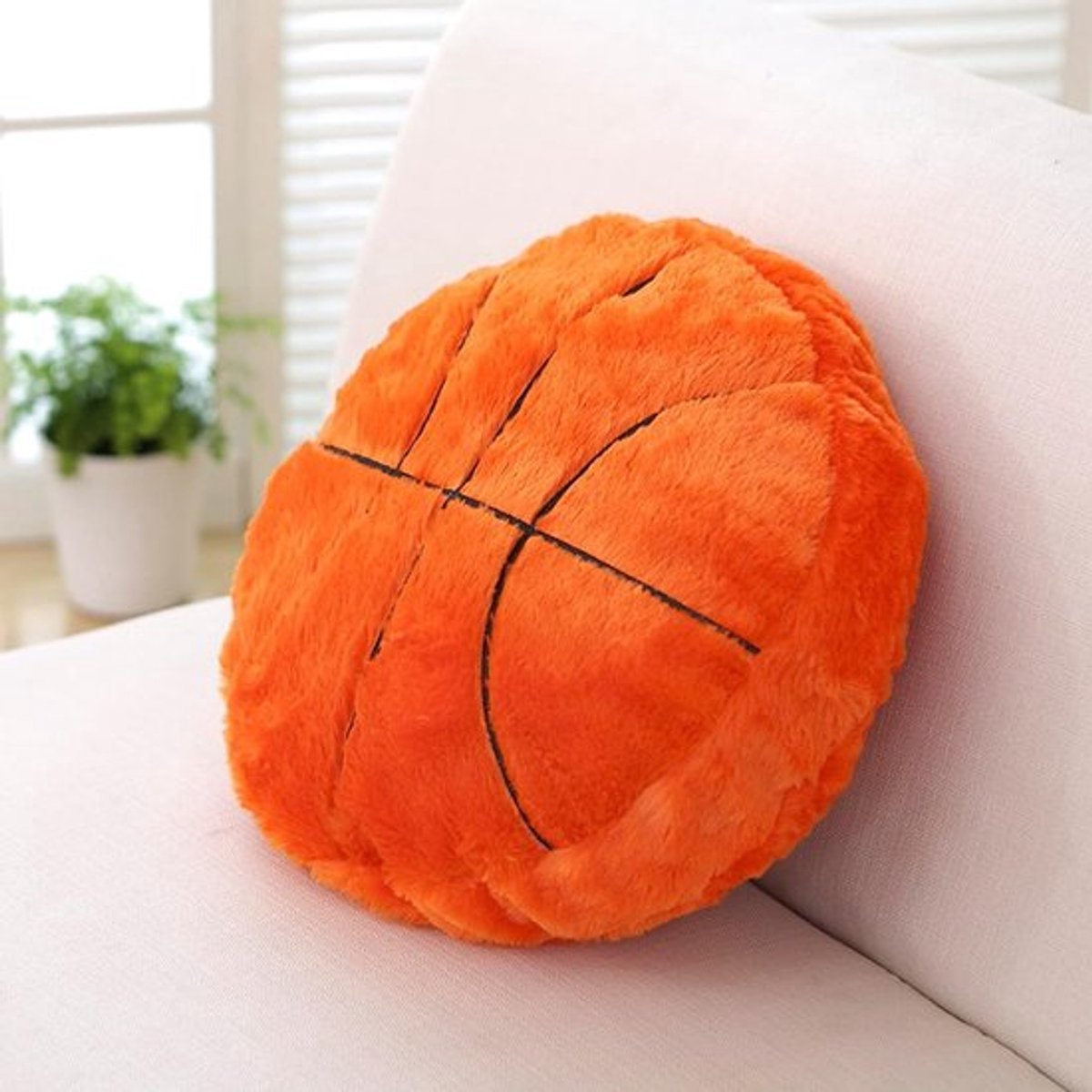 Pluche Basketbal Kussen, Zachte Sportbal Decoratie, Interactief Speelgoed voor Kinderen, Creatieve Kamerinrichting, Perfecte Verjaardagscadeaus voor Basketbalfans