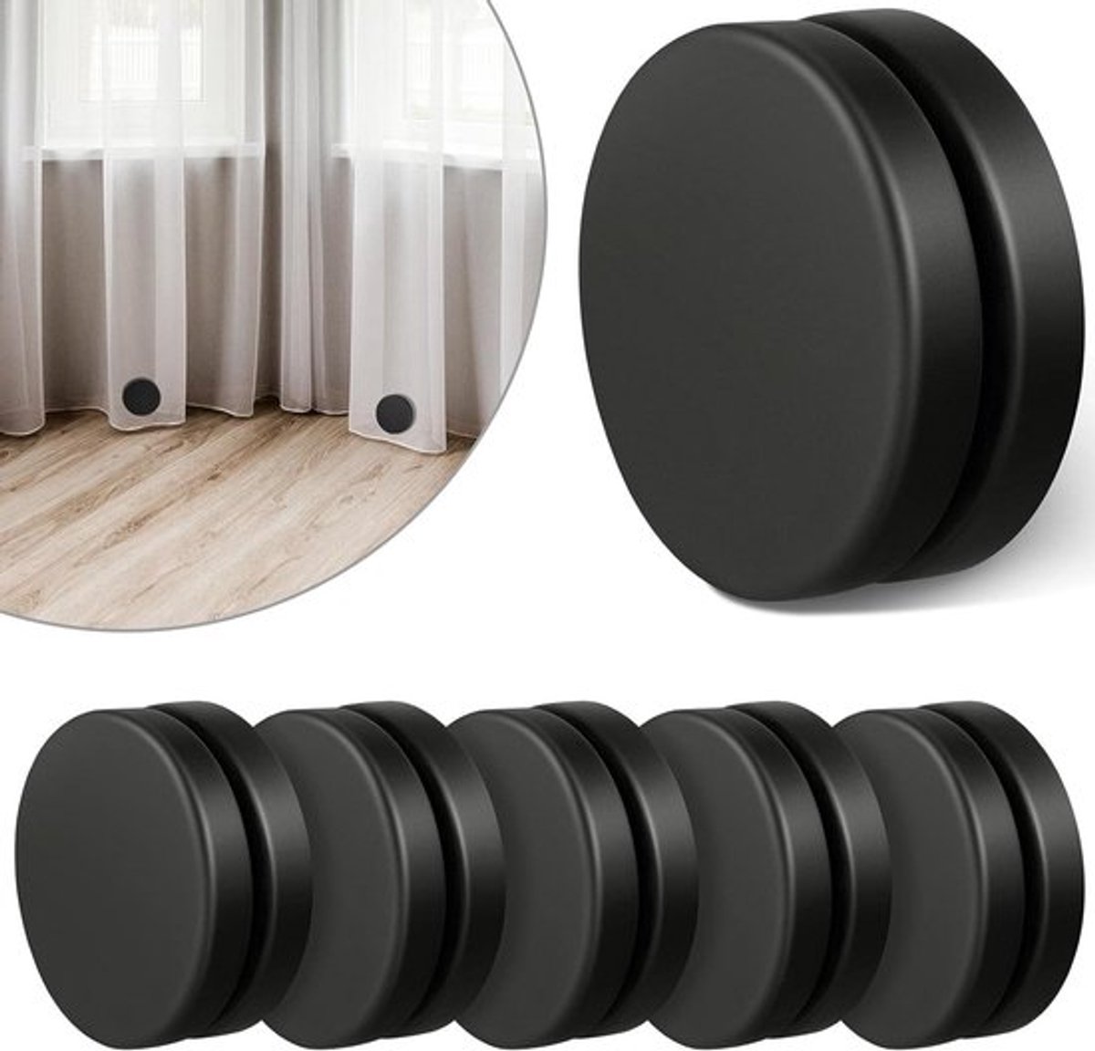 Ronde magnetische gewichten voor douchegordijnen en tafelkleden - 0.3kg, waterdicht, zonder naaien, 6 paar