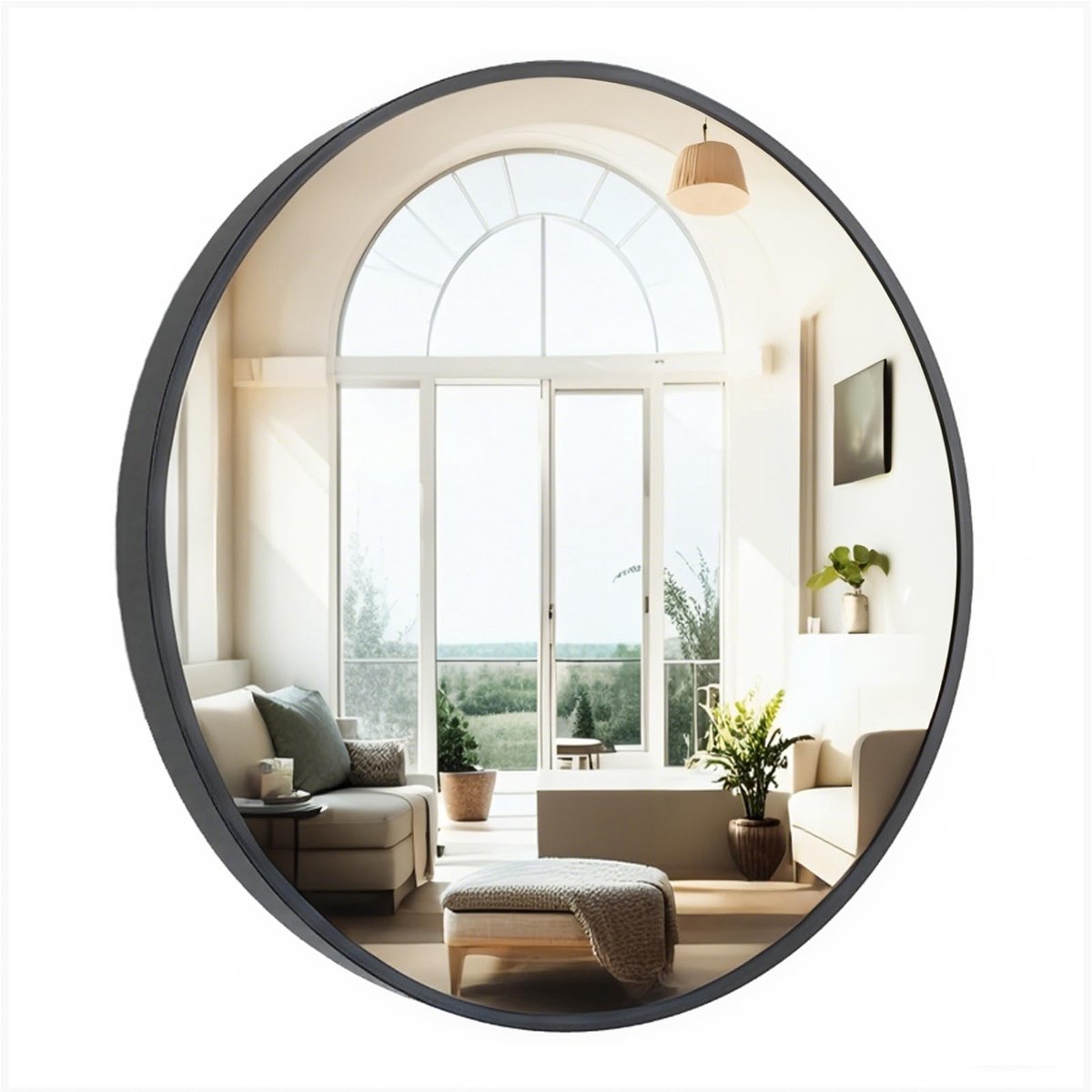 SnelShoppen - Moderne 50 cm Ronde Badkamerspiegel met Zwart Aluminium Frame - Wandgemonteerde Spiegel - HD-Glas voor Badkamer, Slaapkamer, Woonkamer e