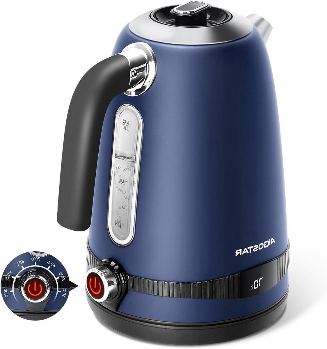 Elektrische Waterkoker - Temperatuurregelaar Water - Thee Zetten - Instelbare Temperatuur - 17 Liter - Donkerblauw