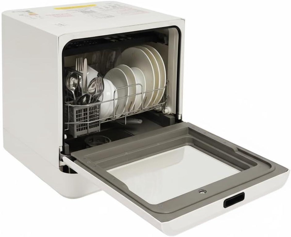 Tafelvaatwasser Mini vaatwasser Efficiënt afwassen Met waterreservoir 6 Liter tank Wit