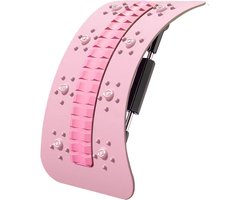 Back Spine Board, Adjustable Lumbar Cracker Support, Rotatable Back Stretcher for LowerBack PainRelief, Postture Corrector and Massager Device, Home Use Daily Support, Pink