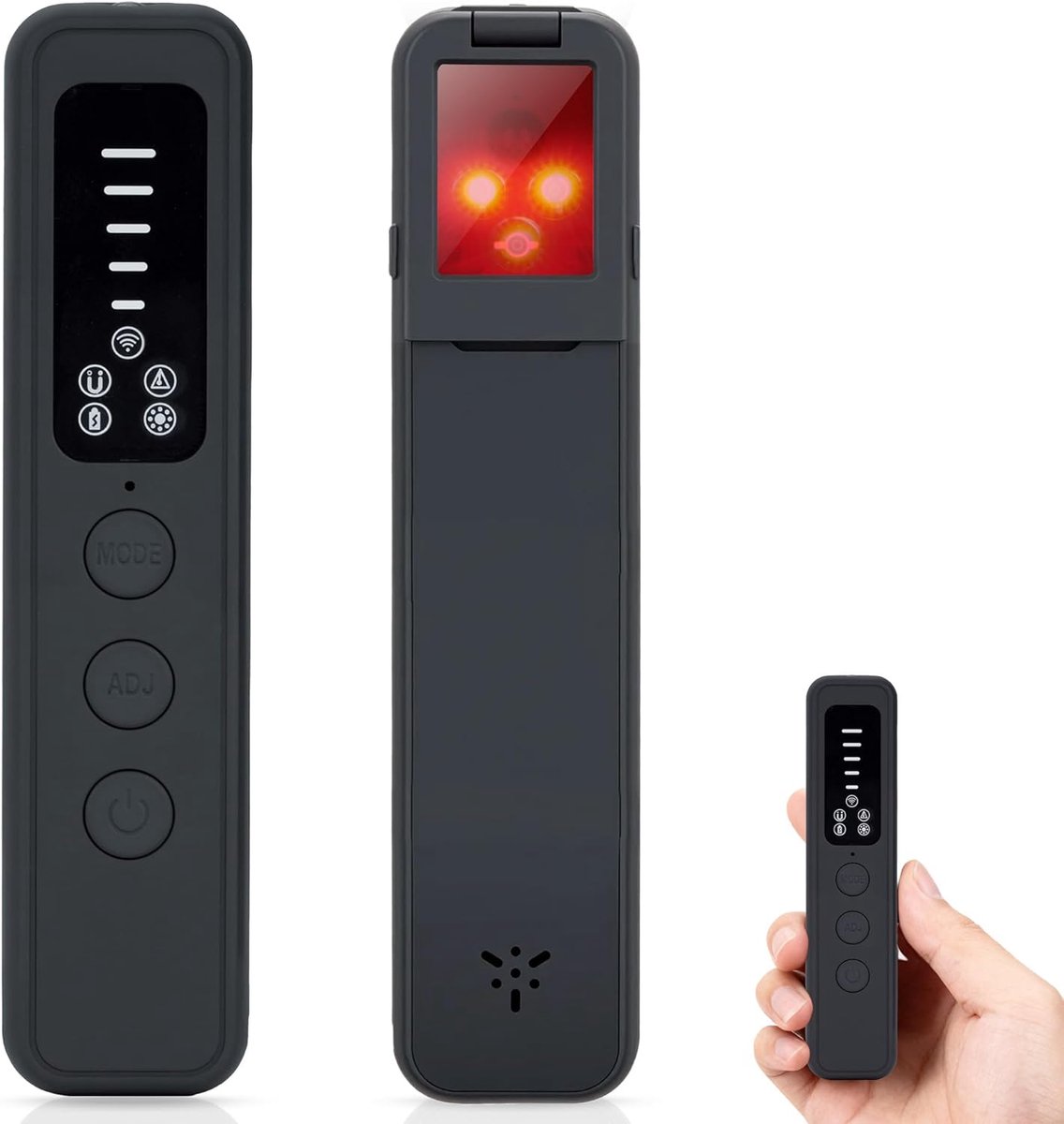 Verbeterde verborgen cameradetector, AI-aangedreven multifunctioneel anti-spionageapparaat, draagbare RF-signaalscanner, GPS-tracker en bugdetector voor reizen, thuis, hotel, kantoor - zwart