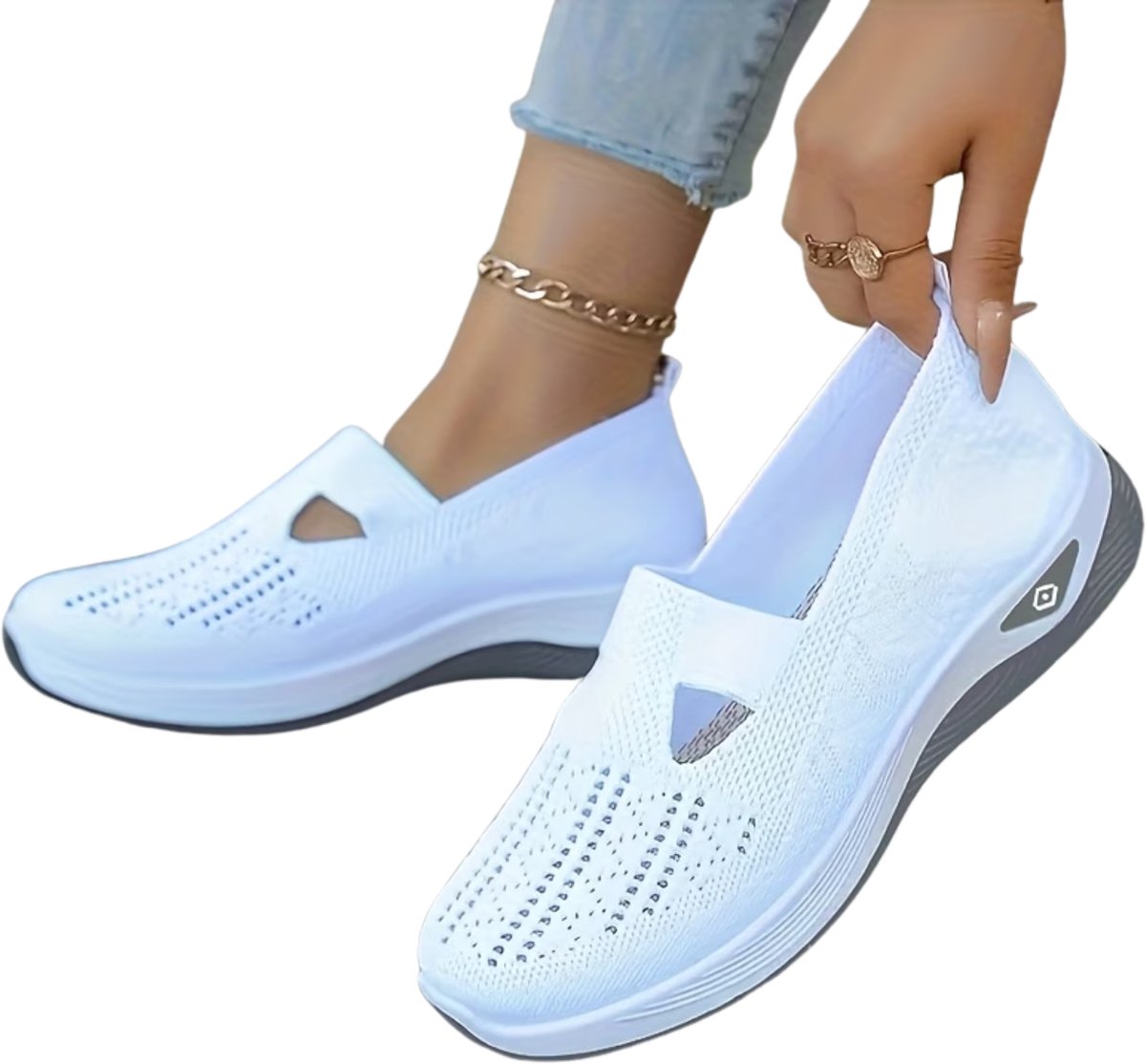 Currero Schoenen Dames Sneakers Comfortabel Slippers Casual Volwassenen 43 Wit
