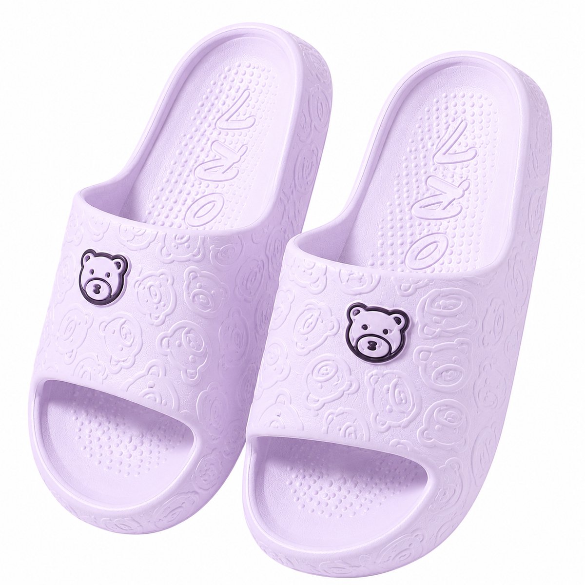 Paarse badslippers dames EVA instap slippers berenprint antislip dik zool lichtgewicht open teen douche slippers strand slippers geschikt voor binnen en buiten maat 38