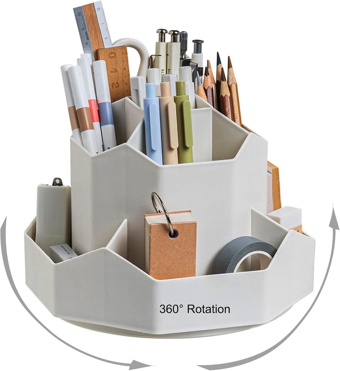 SnelShoppen - Draaibare Pennenhouder 360° Bureau-Organizer met 9 Vakken, Roterende Pennenkoker voor Kantoor en School, Opbergdoos voor Pennen en Make-