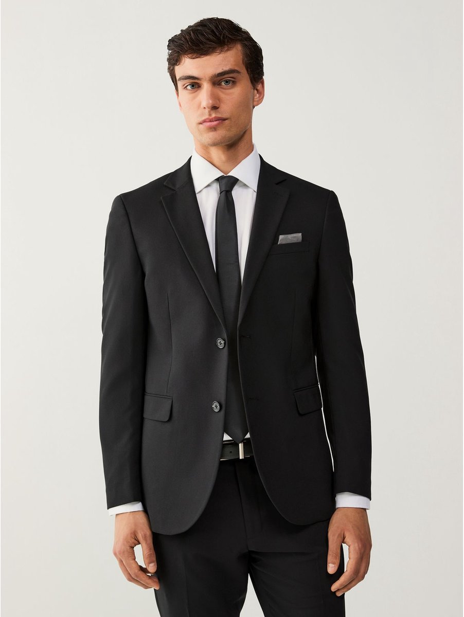 Next - Heren - Slim Fit - Must-have kostuum: colbert - Regular - Zwart