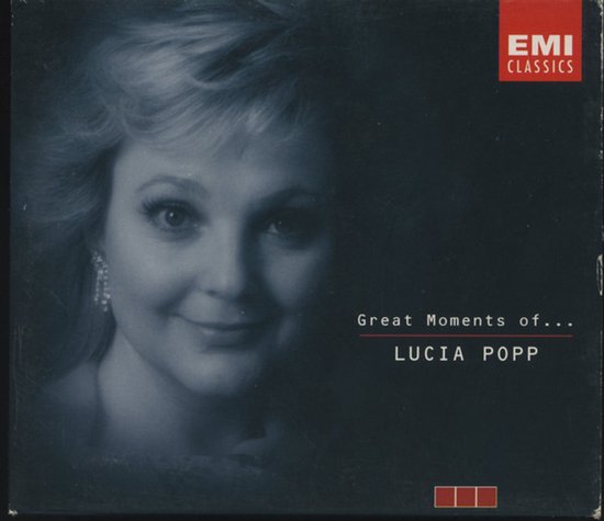 Portret van Lucia Popp met de tekst "Great Moments of... LUCIA POPP".