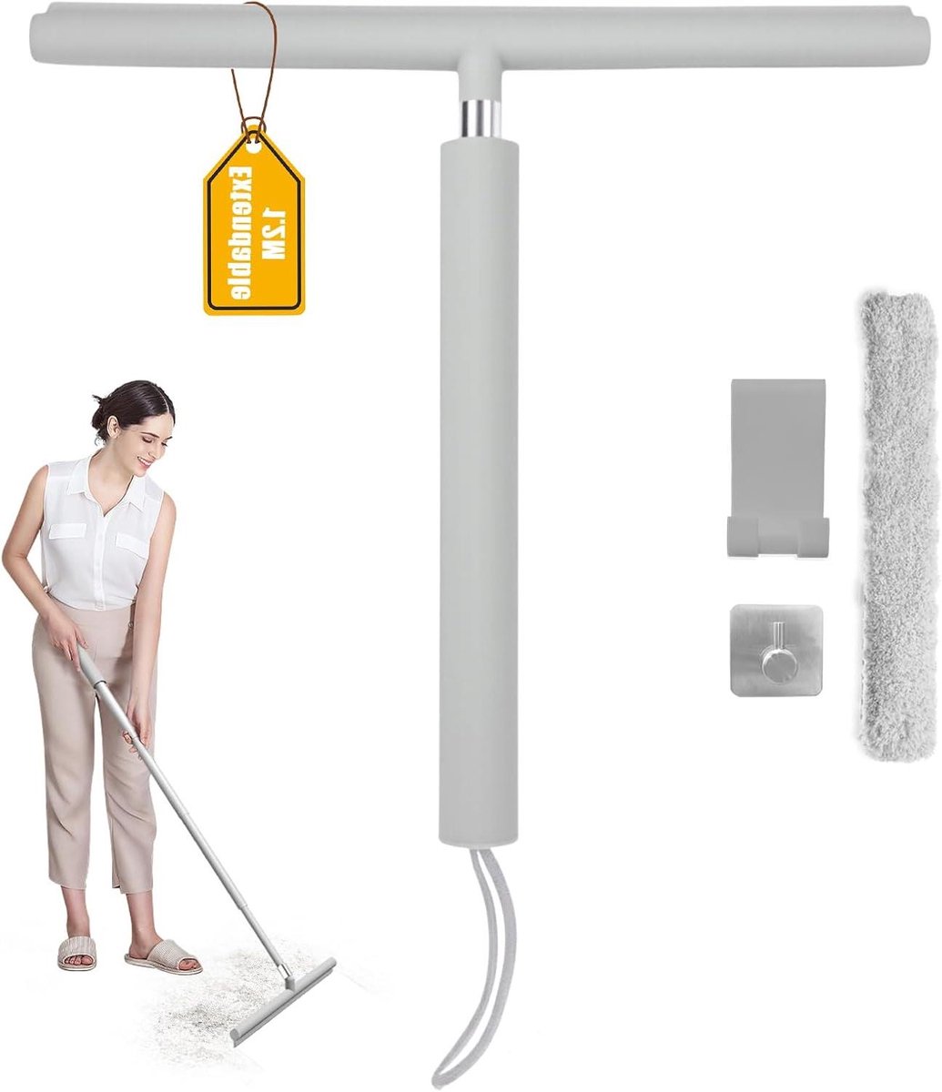 Uittrekbare Douchewisser - Raamtrekker Wisser - Gladde Oppervlakken Reinigen - Telescopische Aluminium Steel - 120 cm - Grijs
