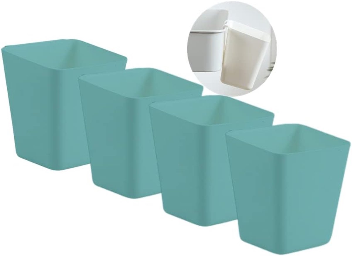 SnelShoppen - 4 Stuks Hangende Bekerhouders, Trolley Mand Opslag, Rolling Cart Accessoires, 11,5x9,5x12/12,7cm, Hangende Bakjes voor Planten of Make-u