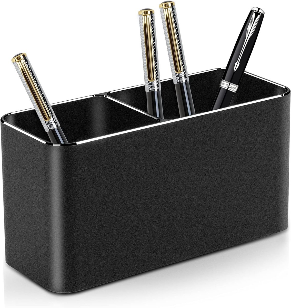 SnelShoppen - Metalen pennenhouder - Aluminium pennenkoker - Potloodhouder bureau organizer - Penseelhouder zwart voor kantoor en school
