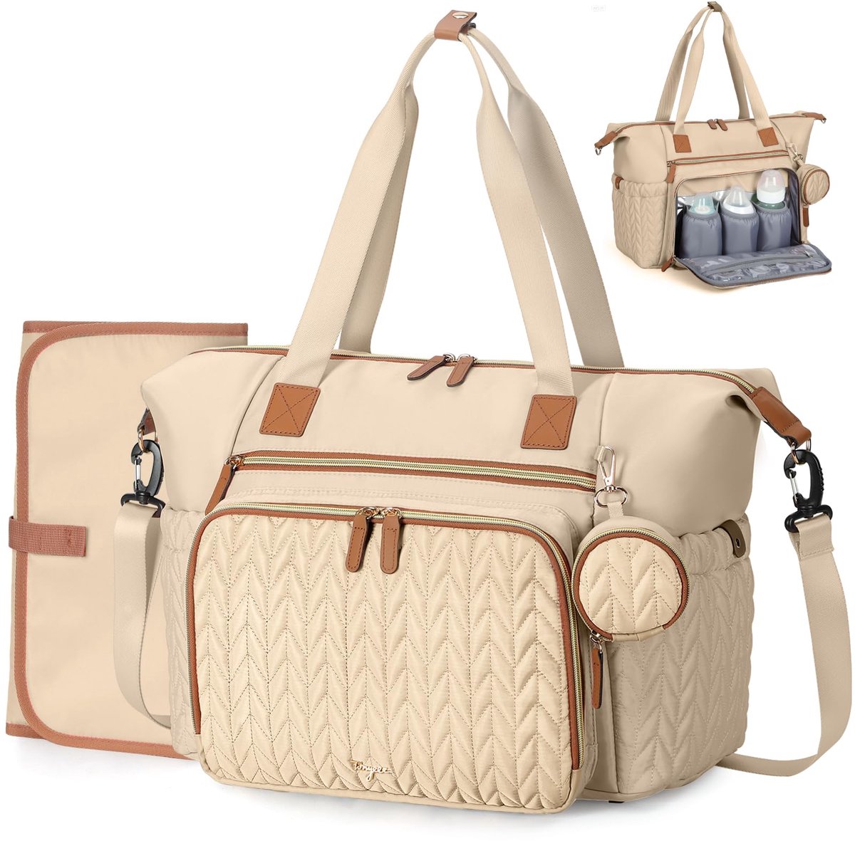 SnelShoppen - Luiertas met Fopspeentas en Aankleedonderlegger - Multifunctionele Luierrugzak - Grote Reisluiertas voor Mama en Papa - Geïsoleerde Zakk