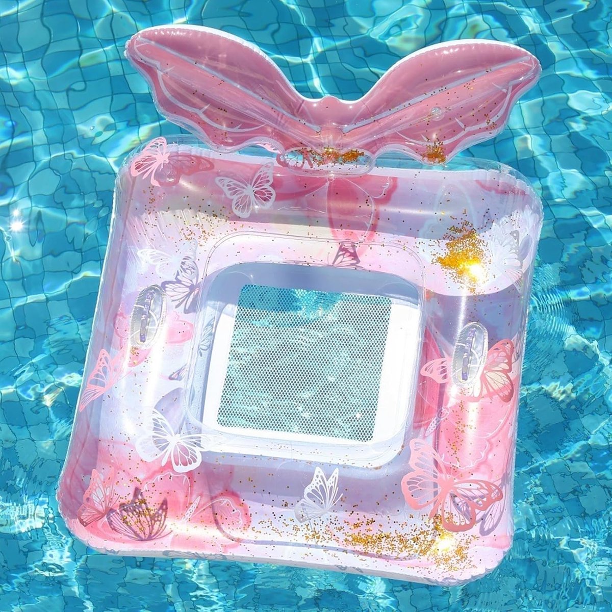 Pool Float with Canopy – Detachable Floating Sun Umbrella, Dual-Handle Anti-Rollover Design for Safe Water Play