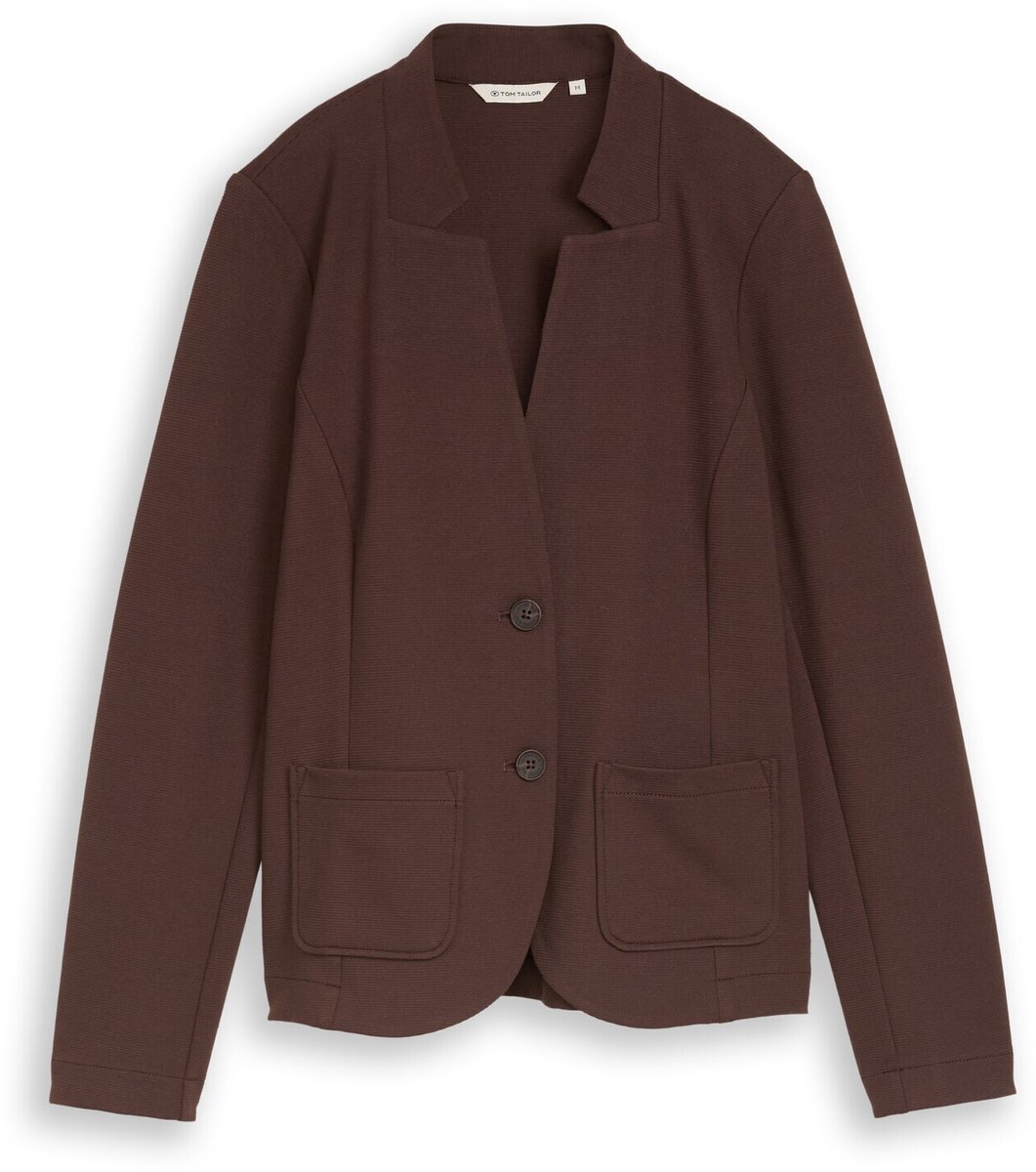 Tom Tailor - Slim fit blazer met ottoman-structuur - Maat XL - java dark brown