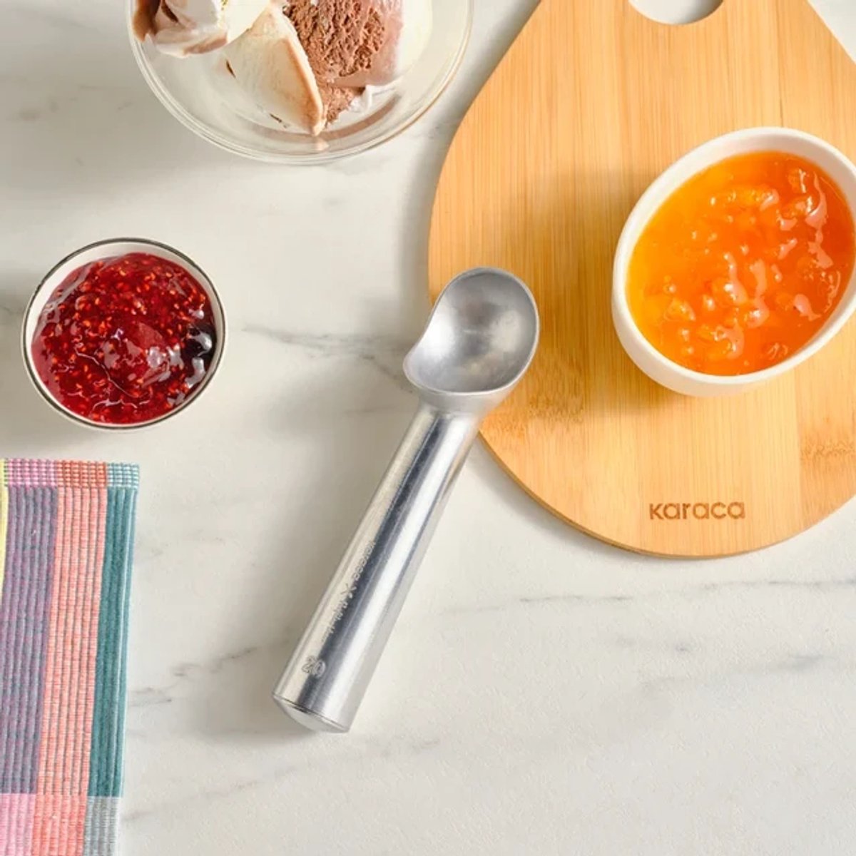 Karaca x Refika IJsschep – Metalen IJslepel – Grijs – Voor IJs, Sorbet & Gelato