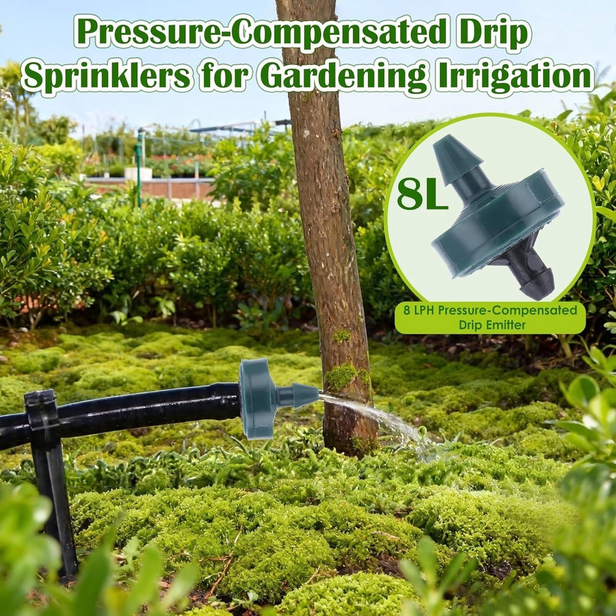 100 Stuks Drupelaars met Drukcompensatie, Verstelbare Micro Irrigatie voor Tuin en Planten, Geschikt voor 4mm Slangen