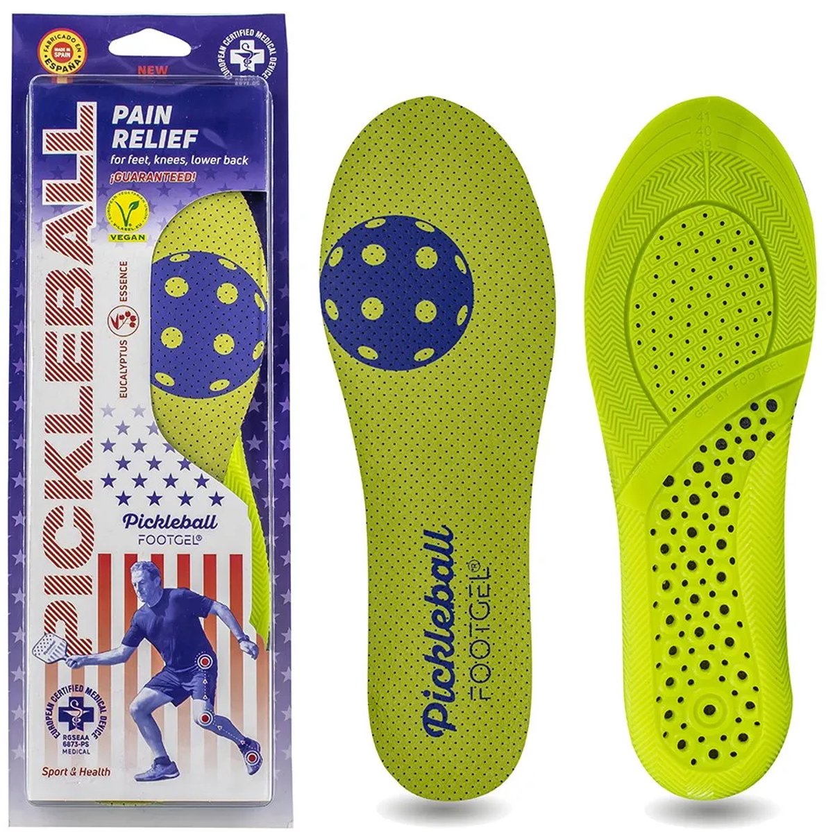 Footgel Pickleball-inlegzolen Geel EU 35-38 Man