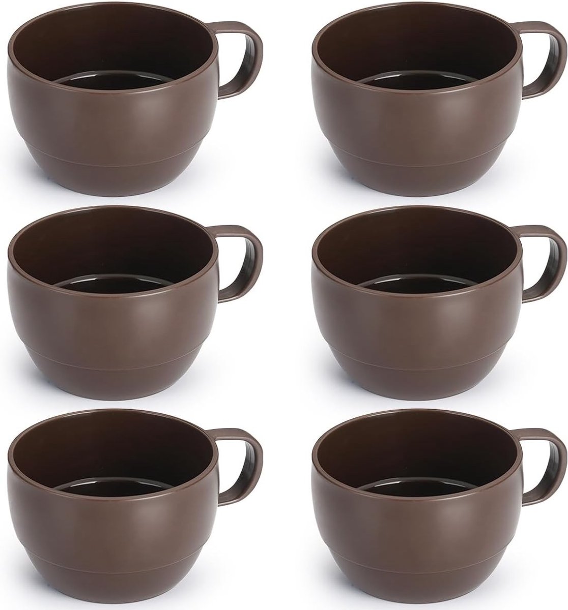 Set van 6 Koffiemokken, 350ml, Duurzame Lichtgewicht Plastic Bekers voor Thuis, Buiten, Picknick en Kamperen, Perfect als Verjaardagscadeau