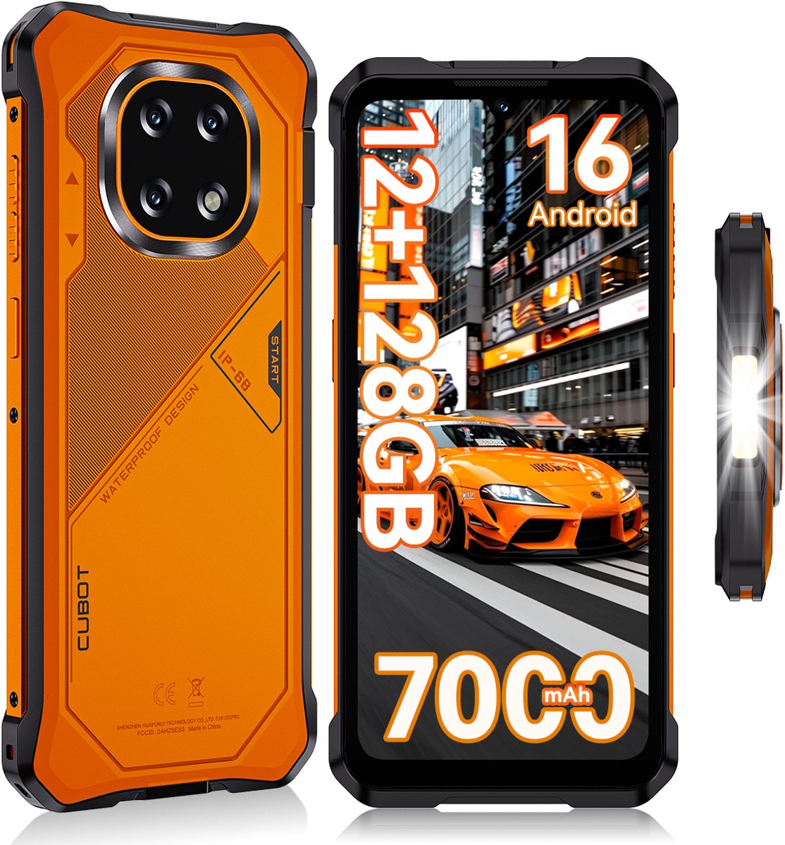 Robuuste Smartphone - CUBOT Kingkong ES 5 - 6,88" 120Hz - 12GB RAM - 128GB ROM - 7000 mAh 33W - Android 16 - 4G Dual SIM - IP68/IP69K - NFC - GPS - 2026 nieuw - Oranje