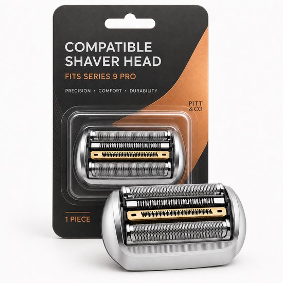 Compatibele scheerkop voor Braun Series 9 Pro, zilver met gouden details, 1 stuk.