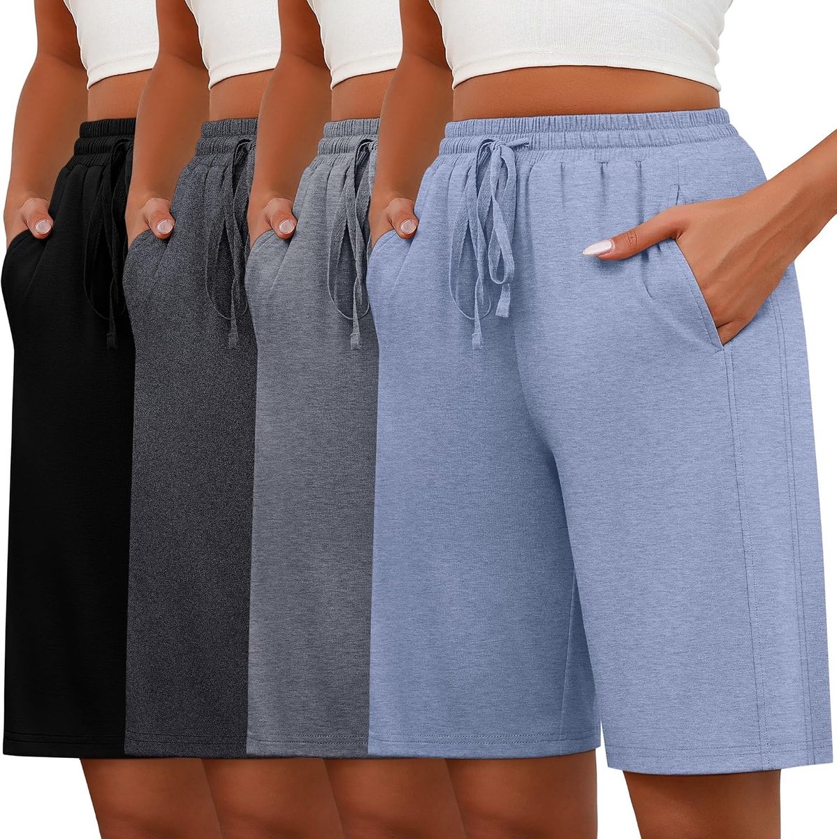 Vrouwelijke Bermuda Shorts met Elastische Taille en Touwtjes, Casual en Comfortabel voor Zomeroutfits