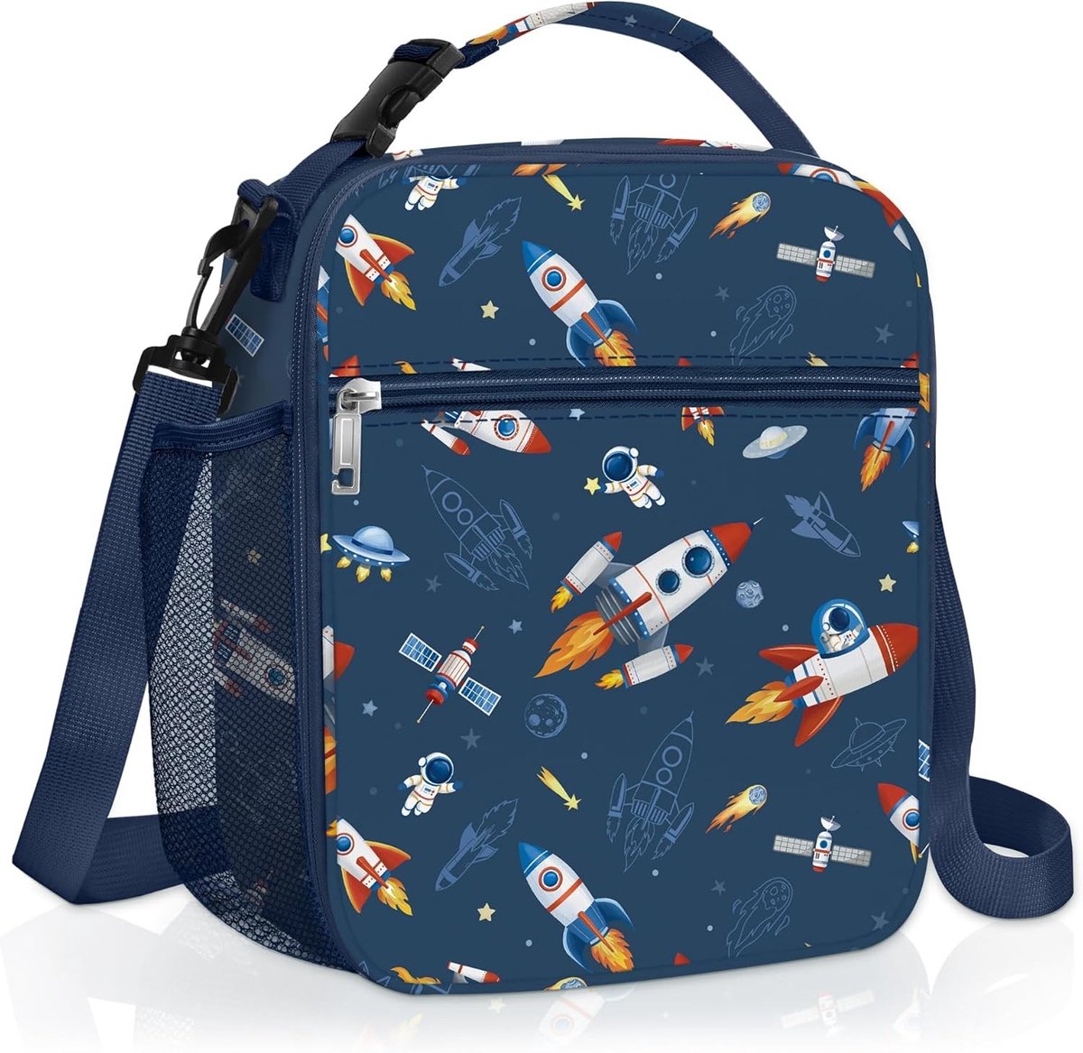 Ruimte Insulated Lunch Bag - Grote Thermische Koeltas voor Jongens, Perfect voor Picknicks en Schoollunches, Ruimtevaart Thema