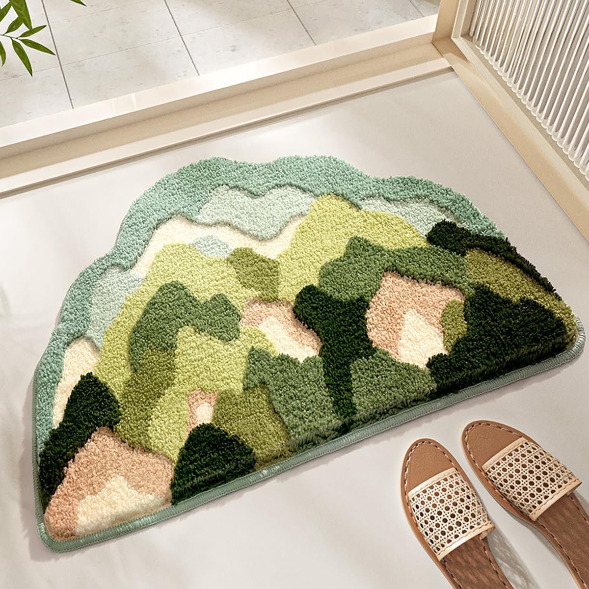 KZQ Pluchen Antislip Badmat Zacht Absorberend Hoogpolig Mosgroen 45x70 Cm