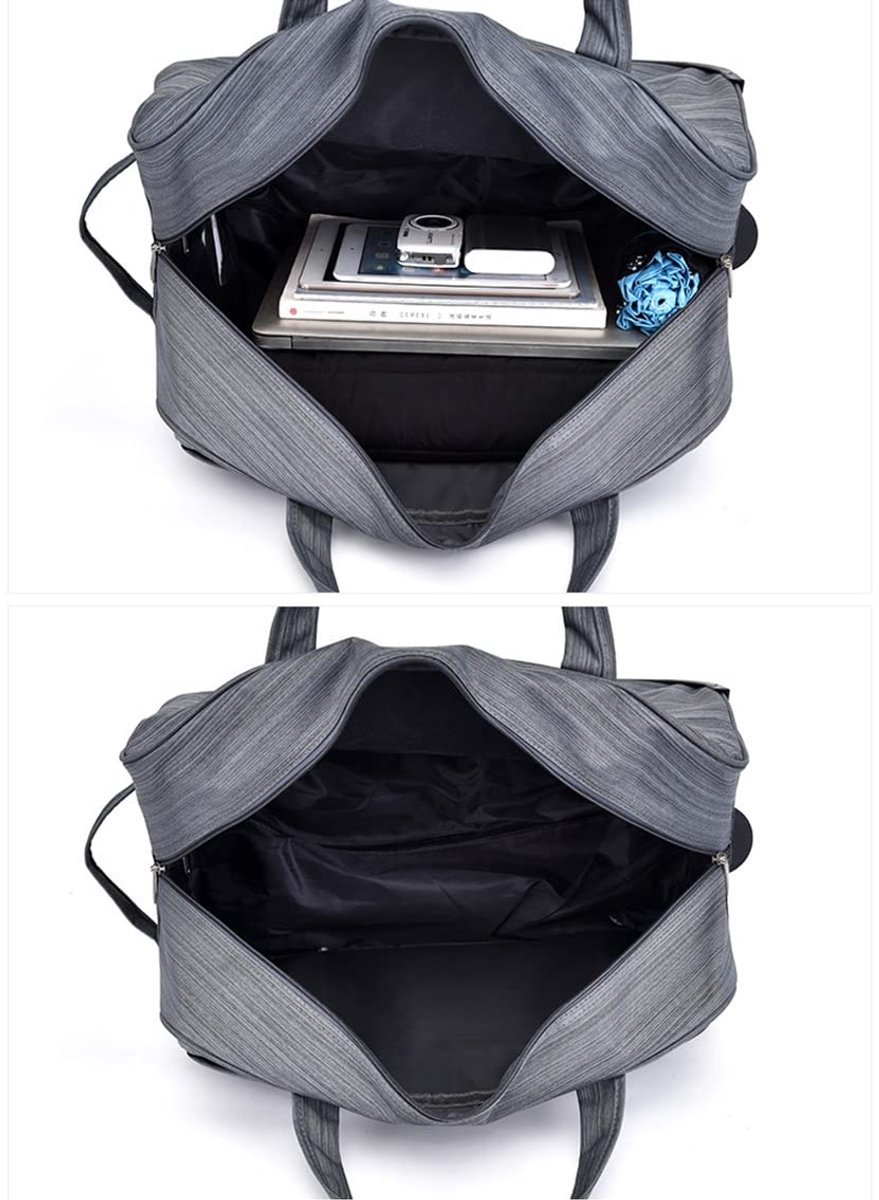 SnelShoppen - Opvouwbare Reisduffel Reistas Handbagage Gerolde Handtas Zwart - Ideaal voor Weekendjes Weg, Vakantie en Sport