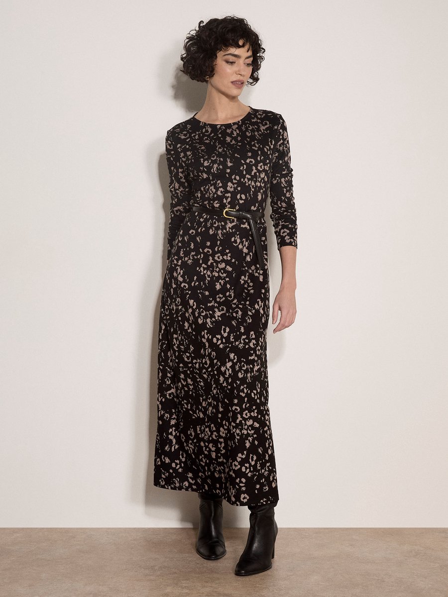 Maxi-jurk van jersey met luipaardprint
