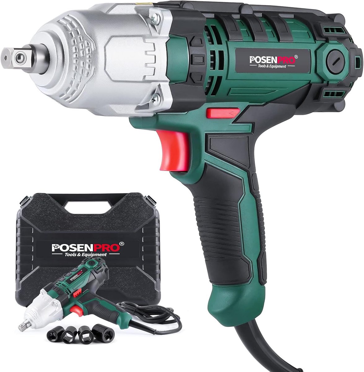POSENPRO Electric Impact Wrench, Robust 550 W, Wired, 500 N.m Max Torque Impact Wrench, 12.7 mm (½) with Relaxation - ShopVlot