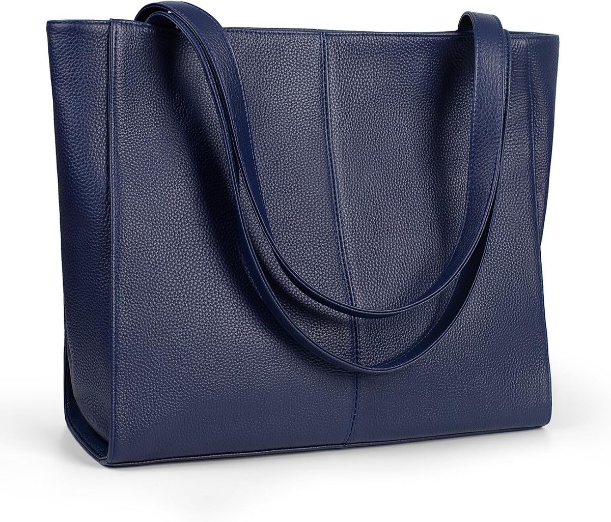 SnelShoppen - Grote Echt Lederen Handtas Dames met 14 Inch Laptopvak, Modieuze Shopper Tas voor School, Werk en Vrije Tijd, Ruime Tote Bag met Ritsslu