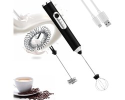 Melkschuimer Handheld - Koffie Garde - Dranken Mixen - Oplaadbaar USB - 1500mAh Batterij - Zwart