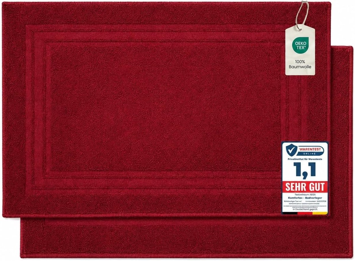 SnelShoppen - 2-delige Komfortec Badmatset, wasbare badstof douchemat en badmat, absorberend en sneldrogend, 600 g/m², 100% katoen, 50 x 70 cm, aurora